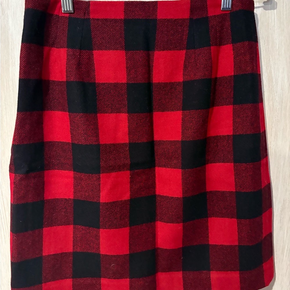 Talbots Red and Black Plaid Skirt